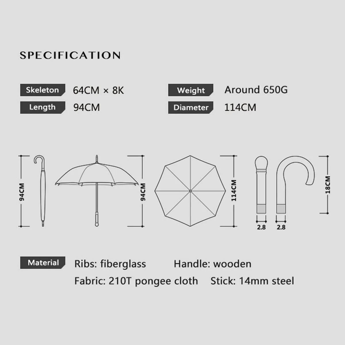 Vintage Wooden Long Business Umbrella - Image 22