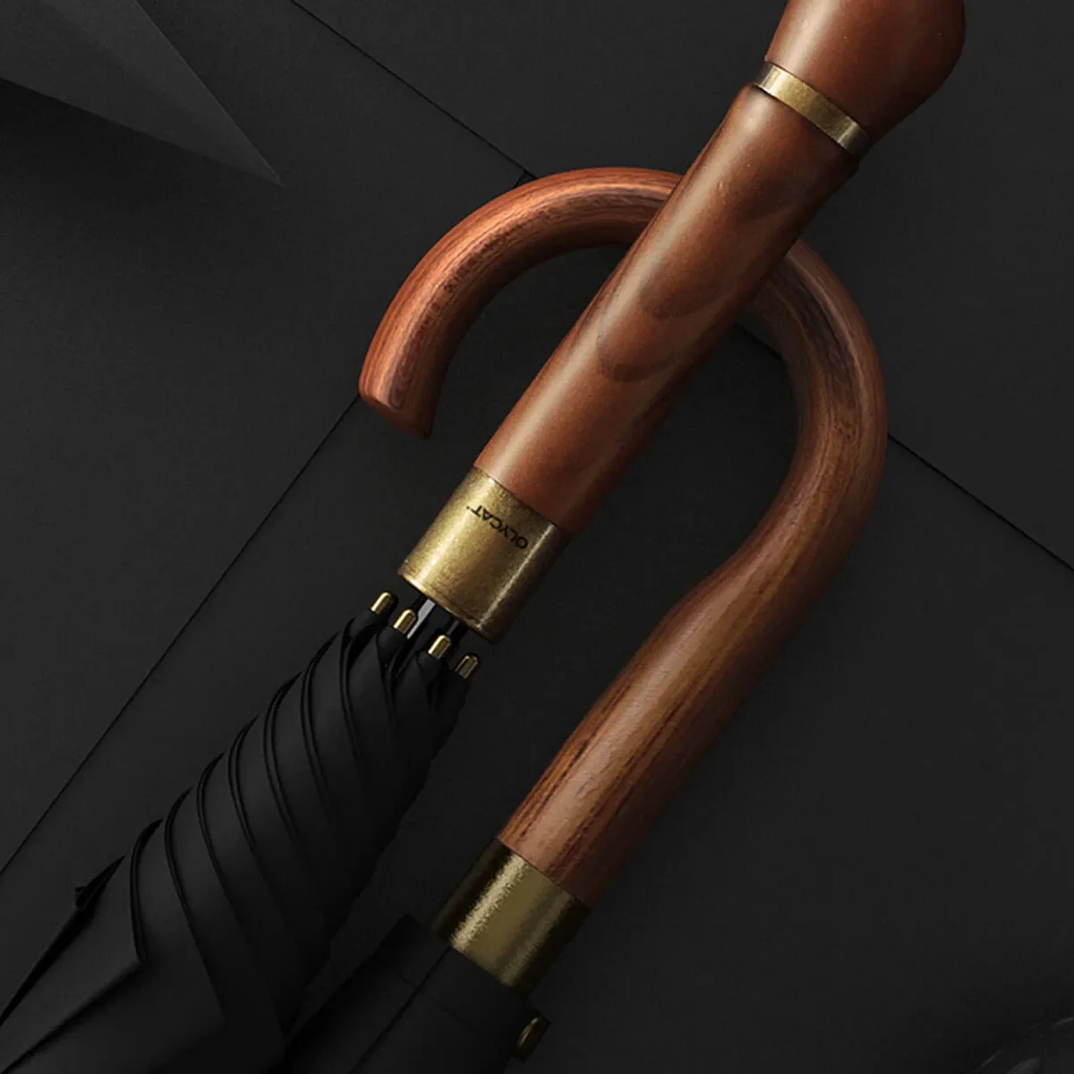 Vintage Wooden Long Business Umbrella - Image 4