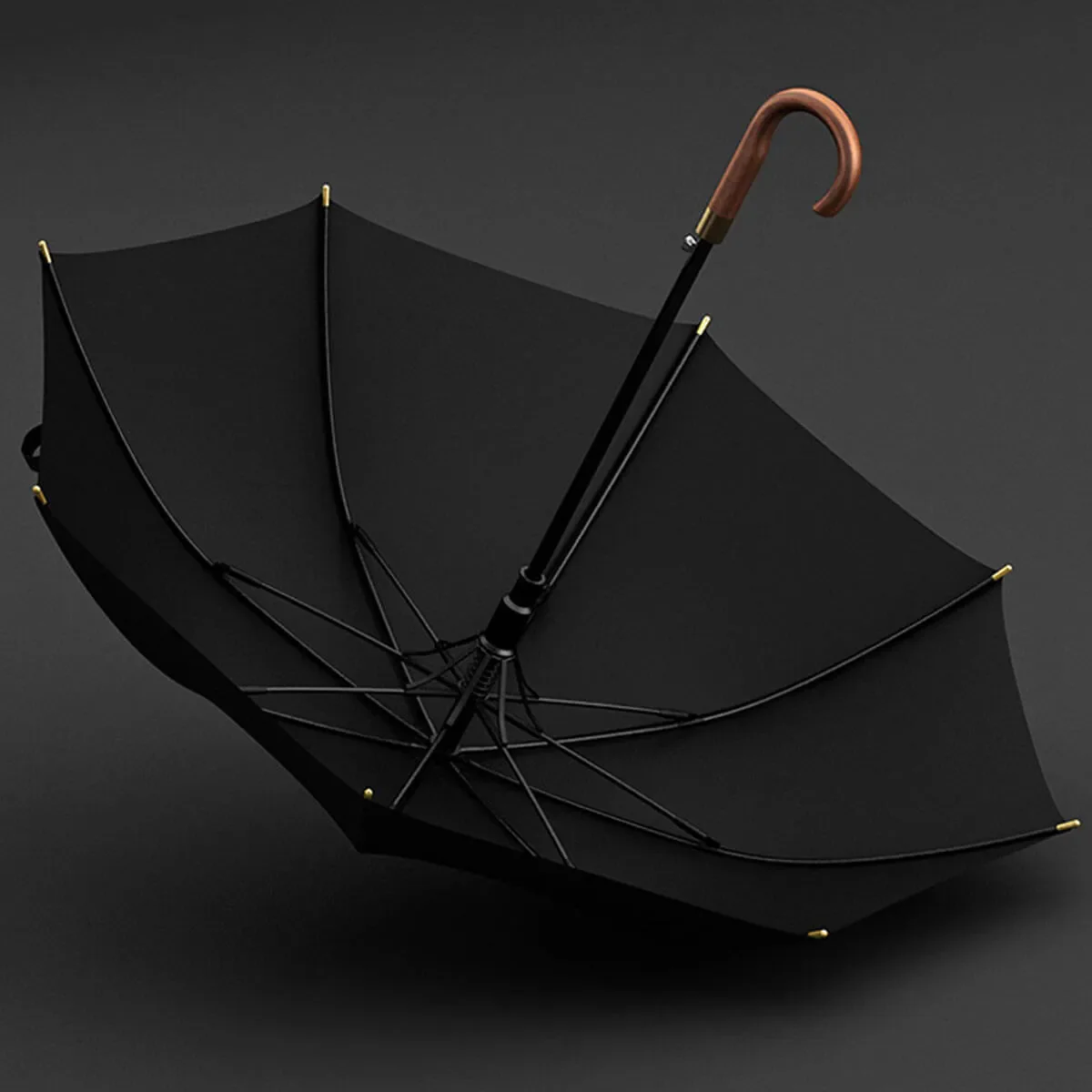 Vintage Wooden Long Business Umbrella - Image 7