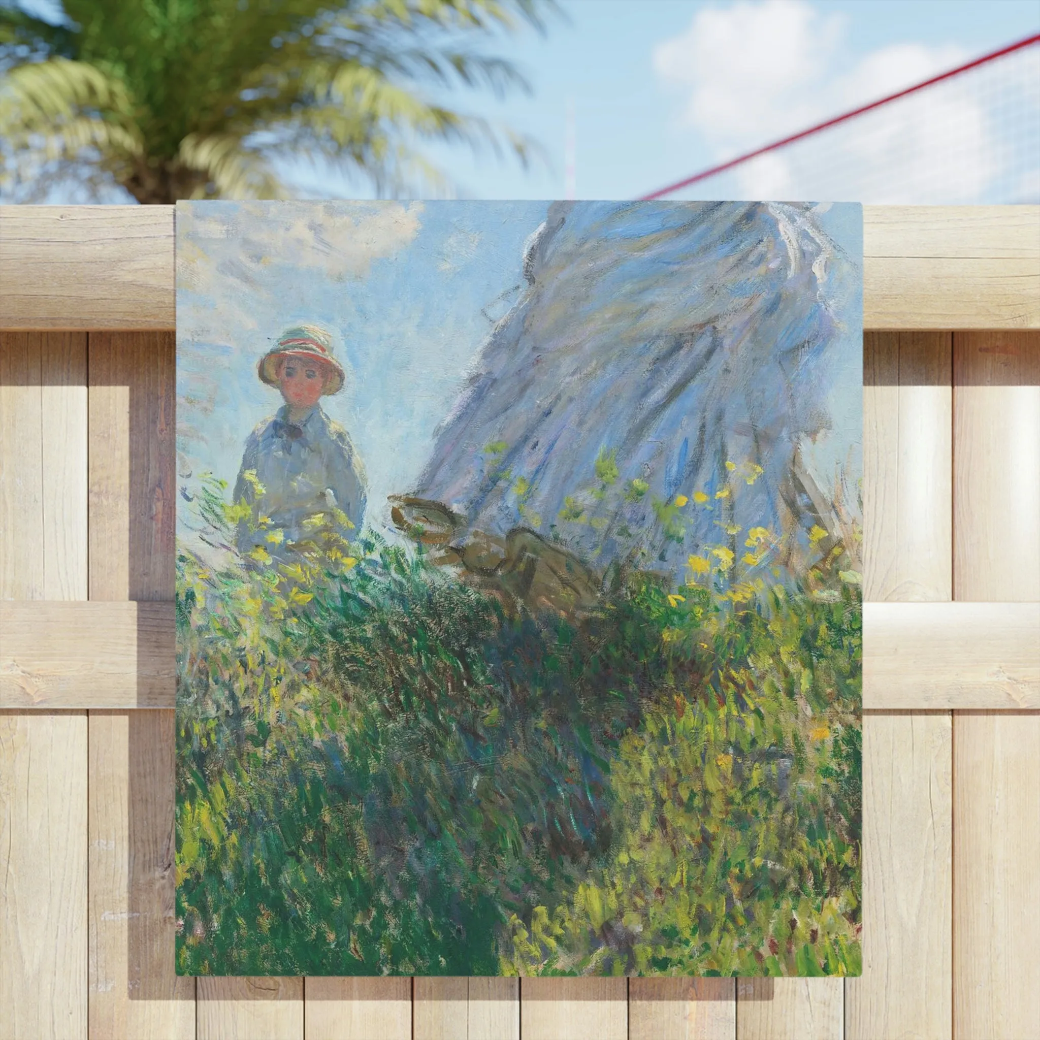 Woman with a Parasol Claude Monet Art Beach Towels - Image 3